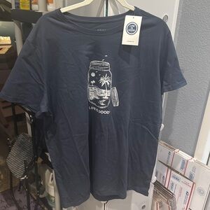 Life Is Good Blue Short Sleeve Tee with Nature Graphic